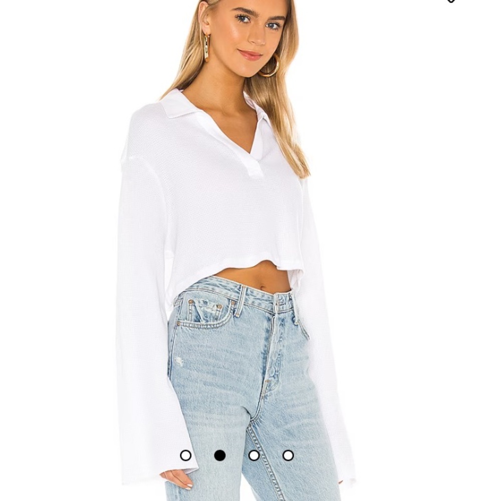 The Range Stark Waffle Polo In White, Size XS, From Revolve